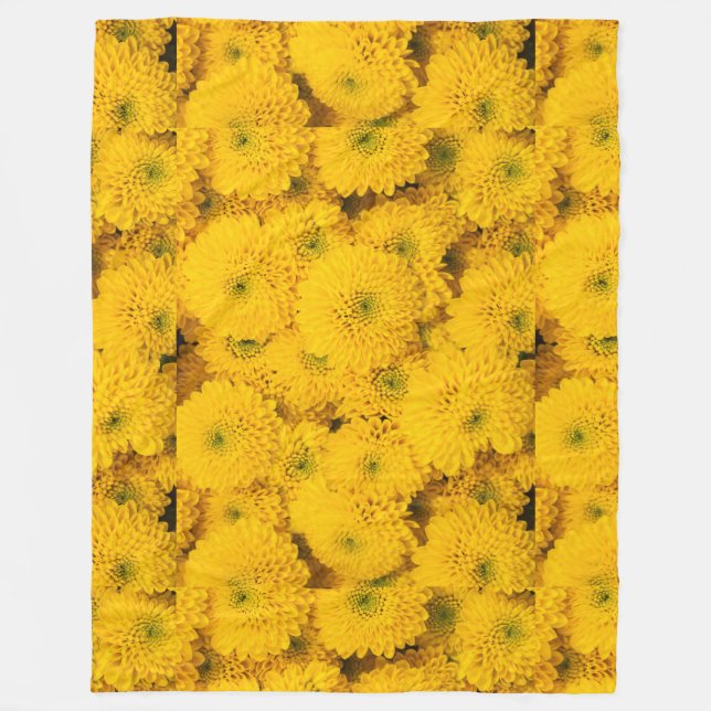 Yellow garden asters mums chrysanthemums flower  fleece blanket (Front)
