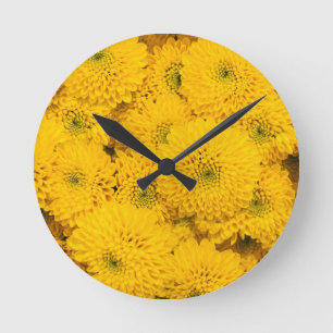 Yellow garden asters Perfect colour summer flower Round Clock