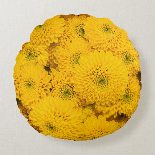 Yellow garden asters Perfect colour summer flower  Round Pillow (Front)