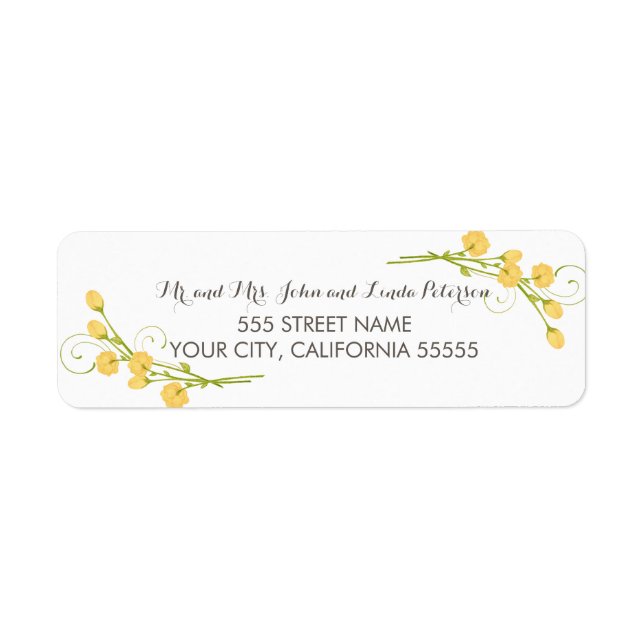 Yellow Garden Roses Return Address Labels (Front)
