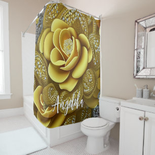 Yellow Gardenia with Gold Glitters and Custom Name
