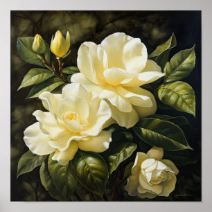 Yellow Gardenias Flower Art Print Poster