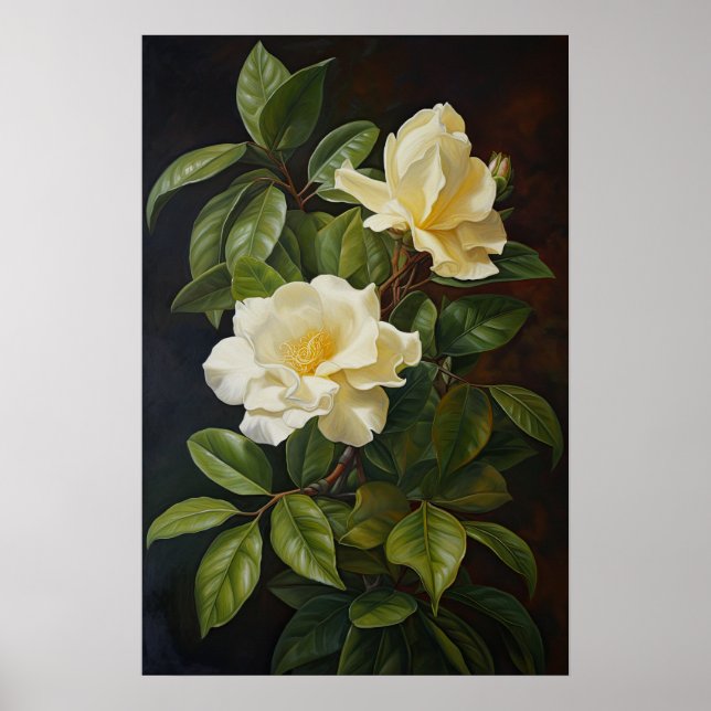 Yellow Gardenias Flower Art Print Poster (Front)