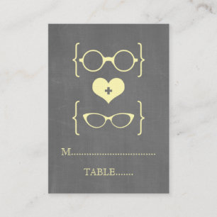 Yellow Geeky Glasses Chalkboard Place Cards