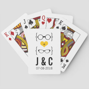 Yellow Geeky Glasses Playing Cards