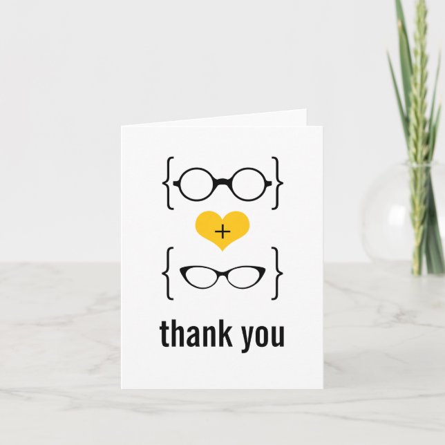Yellow Geeky Glasses Thank You Card (Front)