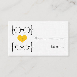 Yellow Geeky Glasses Wedding Place Cards