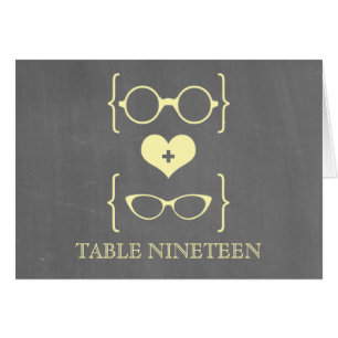 Yellow Geeky Lunettes Chalkboard Numéro de tableau