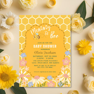 Yellow gender neutral Mommy to Bee baby Shower Invitation