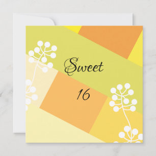 Yellow geometric background with floral graphic invitation