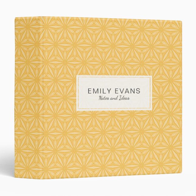 Yellow Geometric Flower Pattern Binder (Front/Spine)