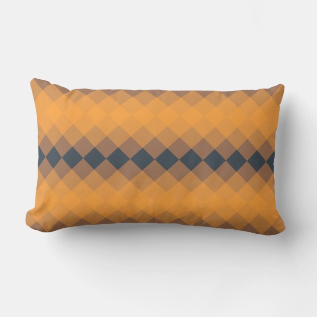 Yellow, geometric, lively, abstract trendy pattern lumbar pillow (Front)