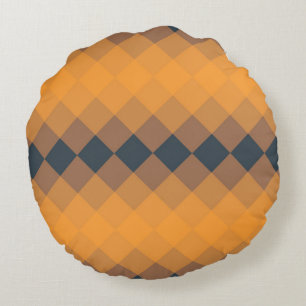 Yellow, geometric, lively, abstract trendy pattern round pillow