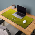 Yellow Geometric Mesh Pattern monogram Desk Mat<br><div class="desc">Monogram Personalize with your custom initial and name. Unique cool desk mat for her office,  room,  work,  gaming room.. 
Yellow Gradient Geometric Mesh Pattern. Subtle modern design Elegant and cool Triangle geometric meshed gradient.</div>