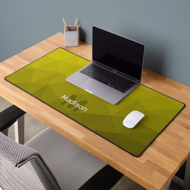 Yellow Geometric Mesh Pattern monogram Desk Mat (Office 2)