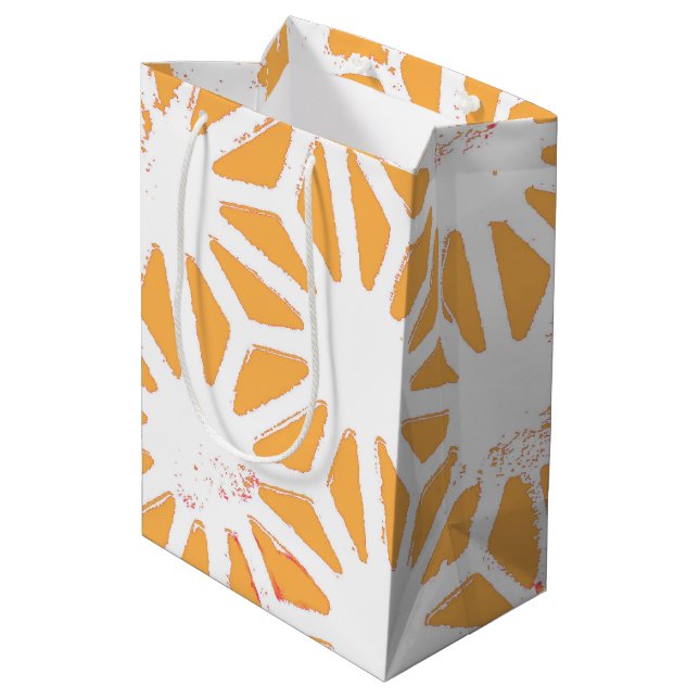 Yellow geometric pattern medium gift bag (Back Angled)