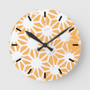 Yellow geometric pattern round clock