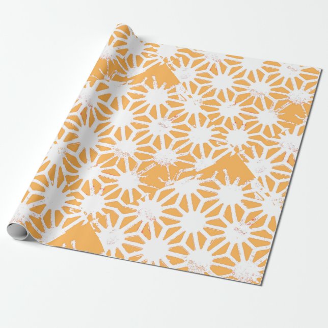Yellow geometric pattern wrapping paper (Unrolled)