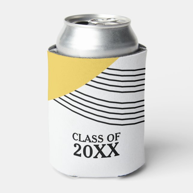 Yellow Geometric Stripe Graduation Can Cooler (Can Front)
