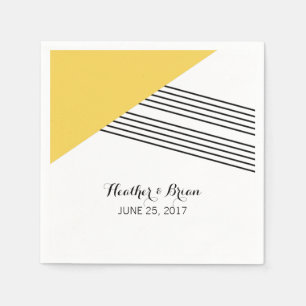 Yellow Geometric Stripe Paper Napkins
