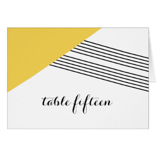 Yellow Geometric Stripe Table Number Card