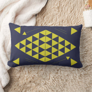Yellow Geometric Triangles Lumbar Pillow