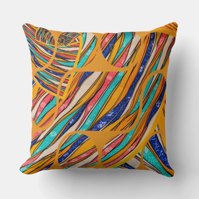 Yellow Geometry Pattern Throw Pillow (Front)