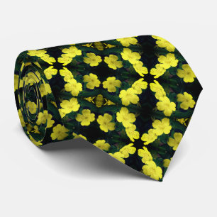 Yellow Geranium Flowers Abstract Pattern     Tie