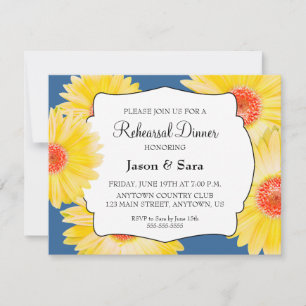 Yellow Gerber Daisies Rehearsal Dinner Invitation