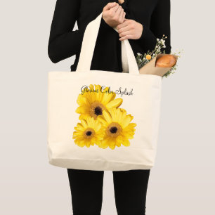 Yellow Gerber Daisy Close Up Photograph Large Tote Bag