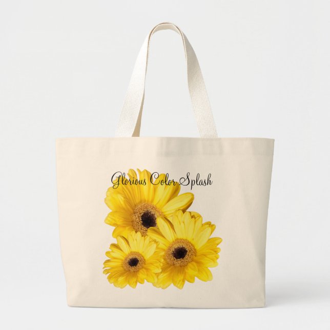 Yellow Gerber Daisy Close Up Photograph Large Tote Bag (Front)