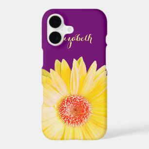 Yellow Gerber Daisy on Dark Purple Personalized