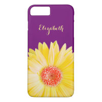 Yellow Gerber Daisy on Dark Purple Personalized