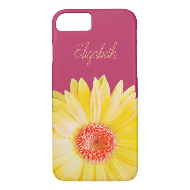 Yellow Gerber Daisy Photo on Pink Case-Mate iPhone Case (Back)