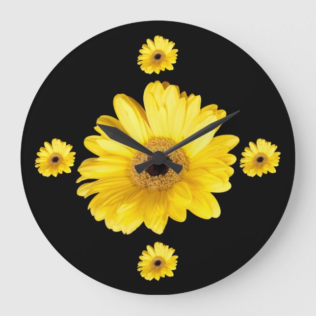 Yellow Gerber Daisy Photographs Large Clock (Front)