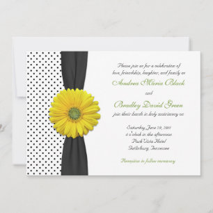 Yellow Gerber Daisy Polka Dot Wedding Invitation