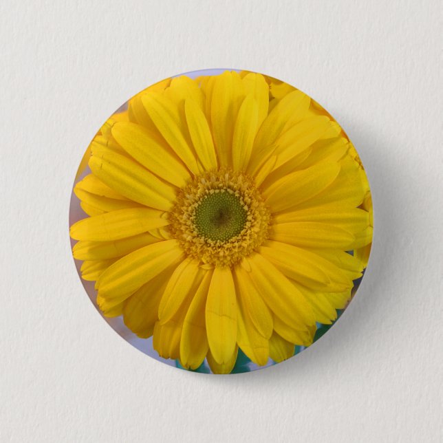 Yellow Gerbera Daisy 2 Inch Round Button (Front)