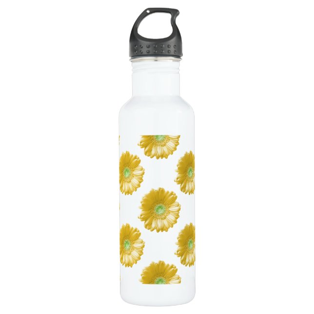 Yellow gerbera daisy 710 ml water bottle (Front)