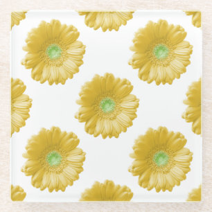 Yellow gerbera daisy glass coaster