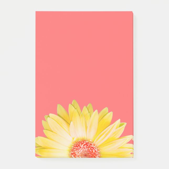 Yellow Gerbera Daisy on Pink Post-it Notes (Front)