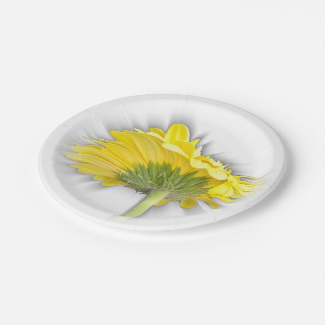 yellow gerbera daisy paper plate (Angled)