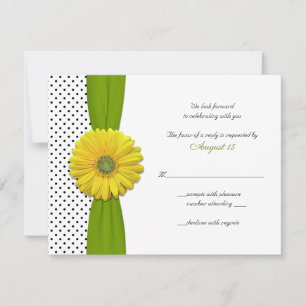 Yellow Gerbera Daisy Polka Dot Reply Card