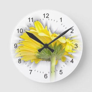 yellow gerbera daisy round clock