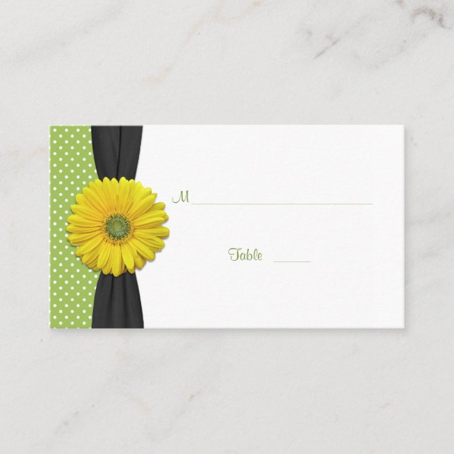 Yellow Gerbera Daisy Special Occasion Place Card (Front)