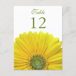 Yellow Gerbera Daisy Table Number Card