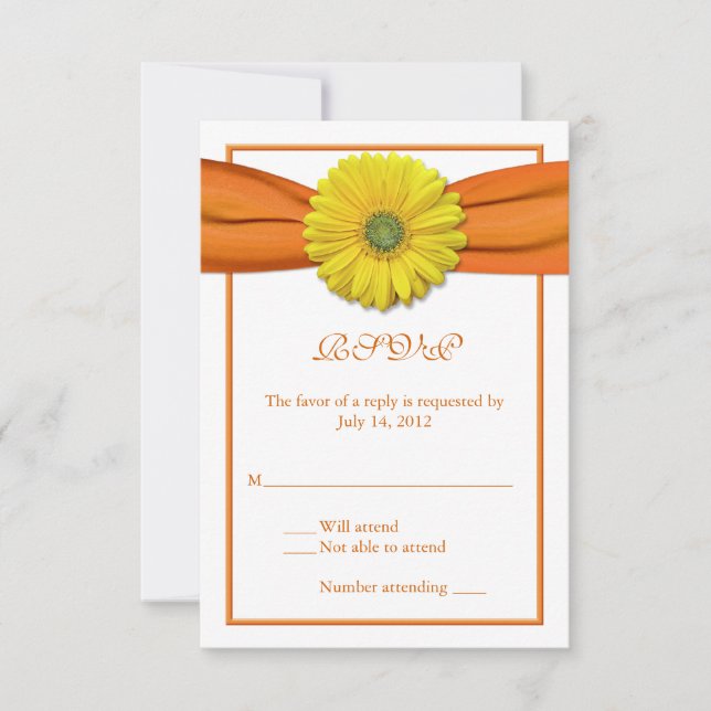 Yellow Gerbera with Orange Ribbon Reply Card 2 (Front)