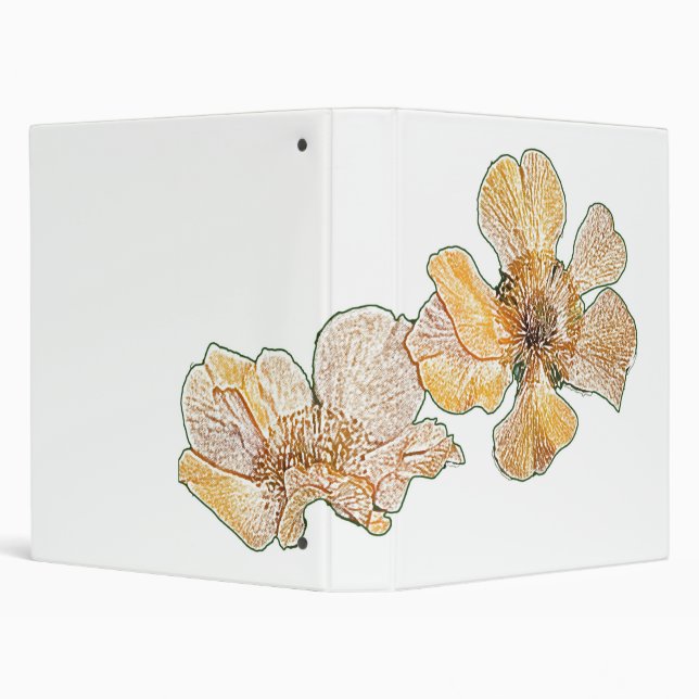 Yellow geum pencil drawing customizable binder (Background)