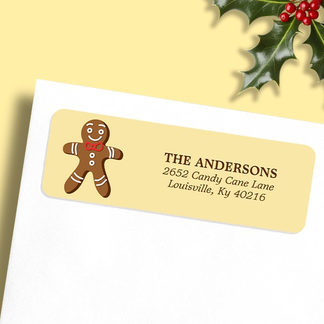 Yellow Gingerbread Man Christmas Return Address (Creator Uploaded)