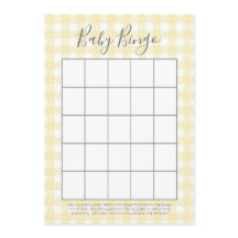 Yellow Gingham Baby Shower Bingo Cards