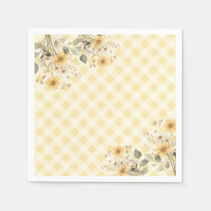 Yellow gingham Baby Shower Napkin